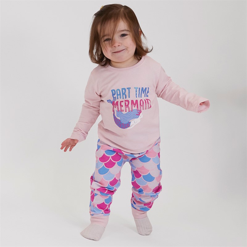 Threadgirls Infant Girls Part Time Mermaid Pyjama Set Pink