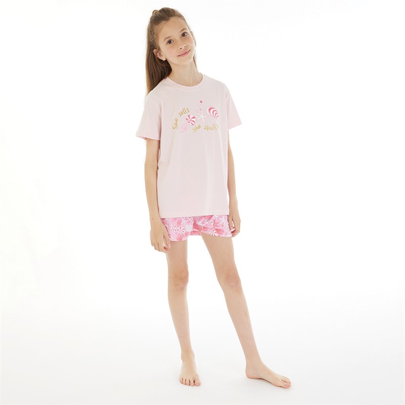 Threadgirls Girls Sea Shells Pyjama Set Pink