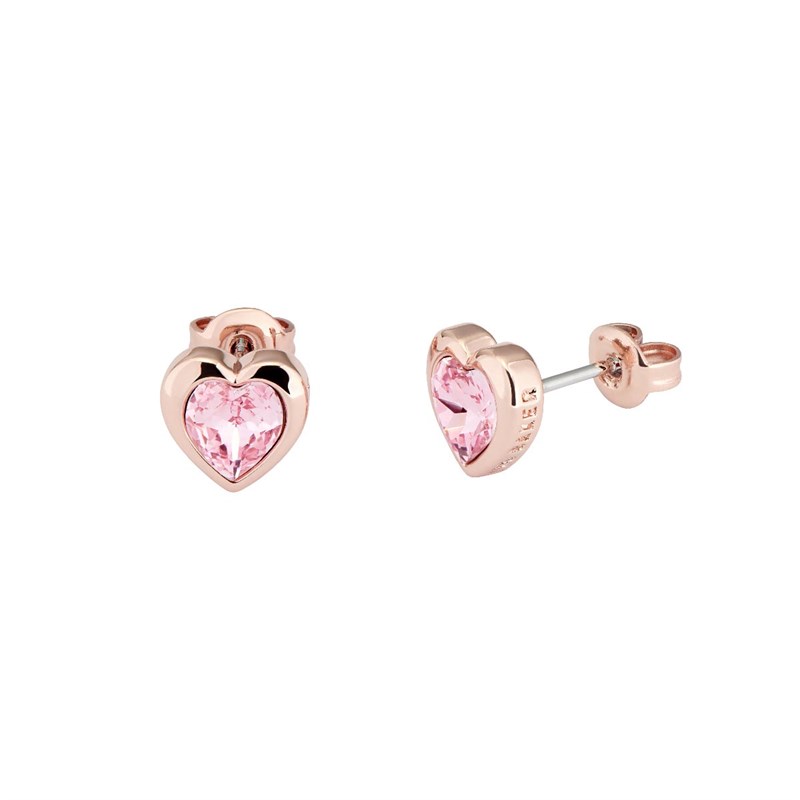 Ted Baker Womens Han Crystal Heart Earrings Rose Gold/Light Rose