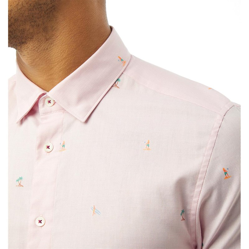 Ted Baker Mens Letto Short Sleeve Shirt Pink