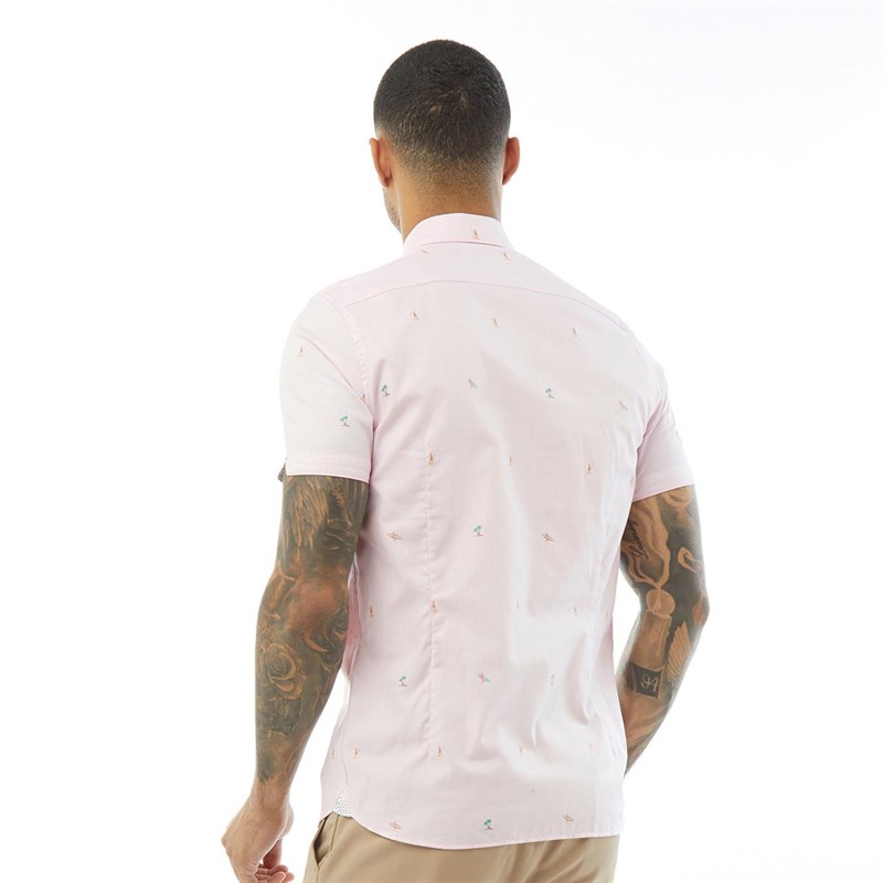 Ted Baker Mens Letto Short Sleeve Shirt Pink