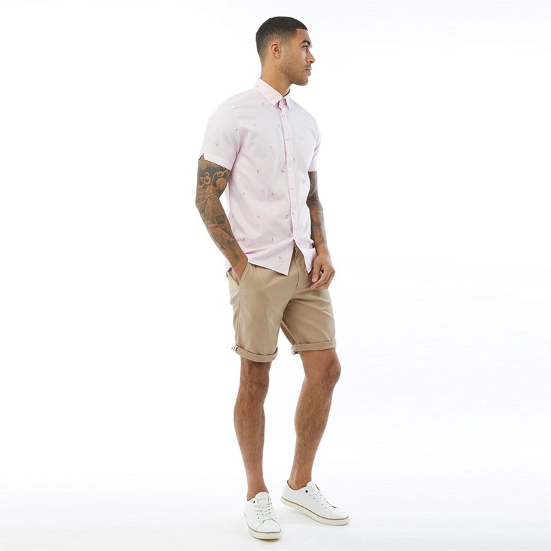 Ted Baker Mens Letto Short Sleeve Shirt Pink