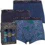 Ted Baker Mens Three Pack Cotton Trunks Forest Biome Cinamun/Sky Captain/Insignia Blue