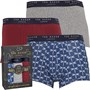 Ted Baker Mens Three Pack Cotton Trunks Insignia Blue Maide/Heather Grey/Cordovan
