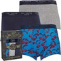 Ted Baker Mens Three Pack Cotton Trunks Crystal Teal Cherry Color/Heather Grey/Sky