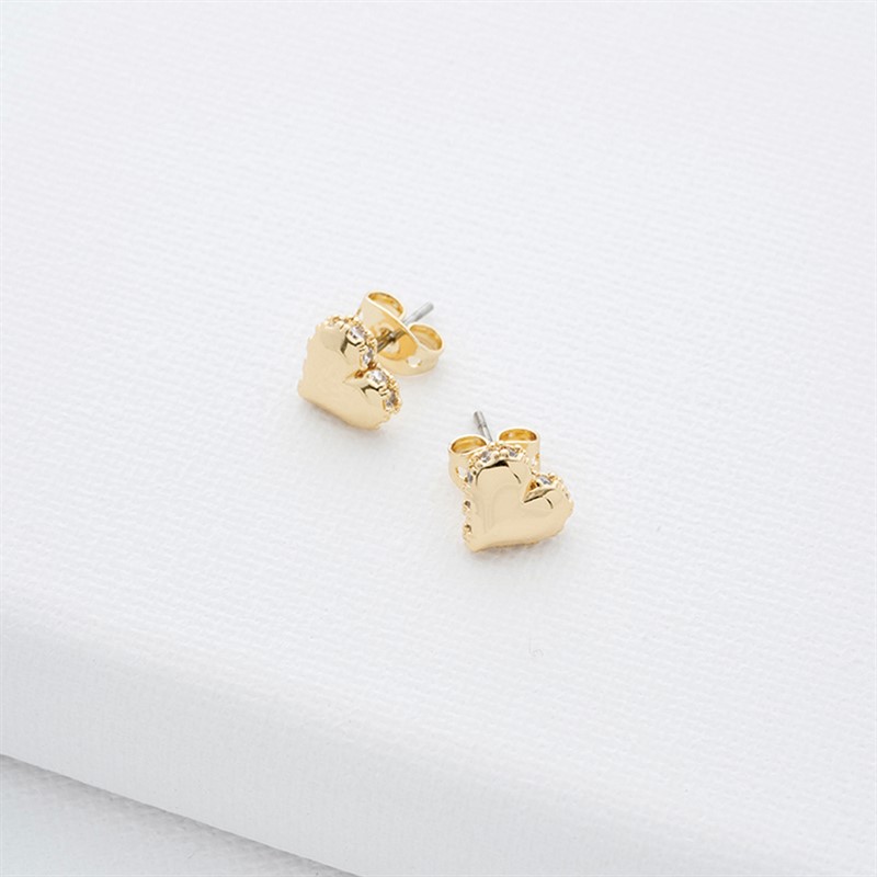 Ted Baker Womens Sersy Sparkle Heart Stud Earrings Gold Tone/Clear Crystal