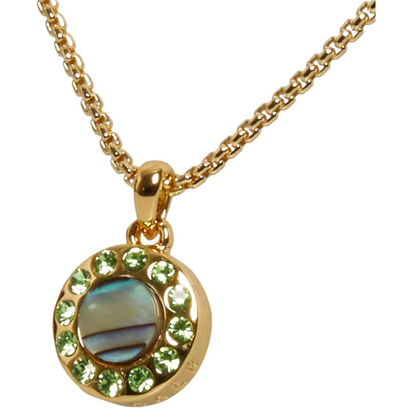 Ted Baker Womens Gemmarh Gem Button Pendant Gold Tone/Abalone Shell/Green Crystal