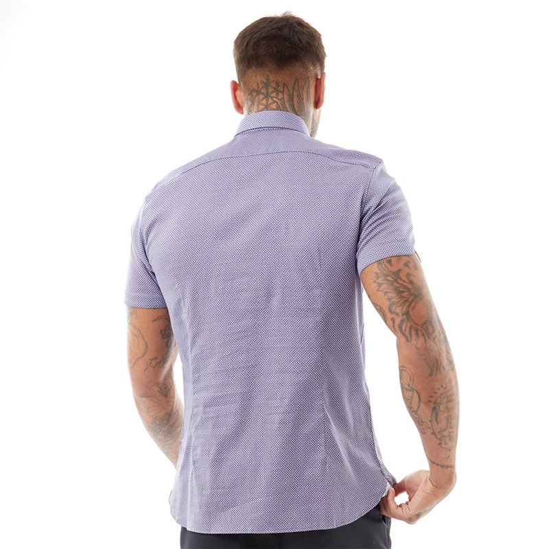 Ted Baker Mens Noroad Floral Geo Short Sleeve Shirt Blue