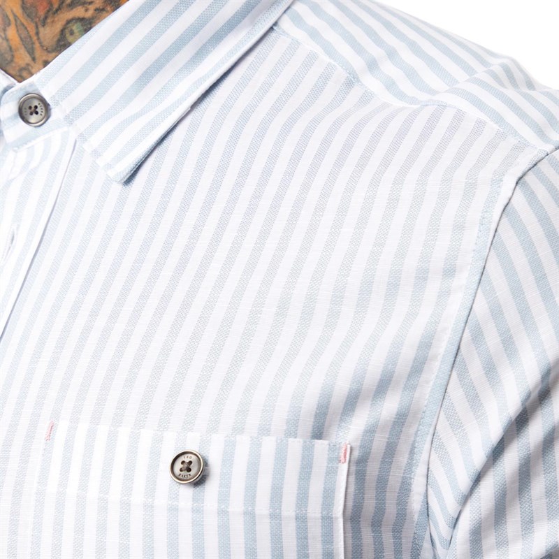 Ted Baker Mens Tanas Stripe Short Sleeve Shirt Light Green