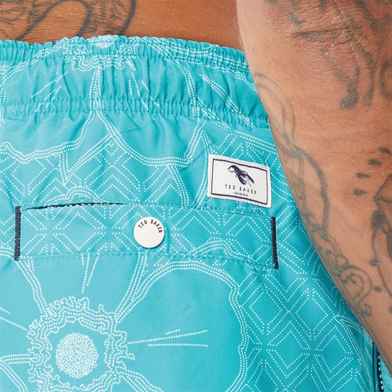 Ted Baker Shorts de Bain Link Linear Homme Bleu Sarcelle
