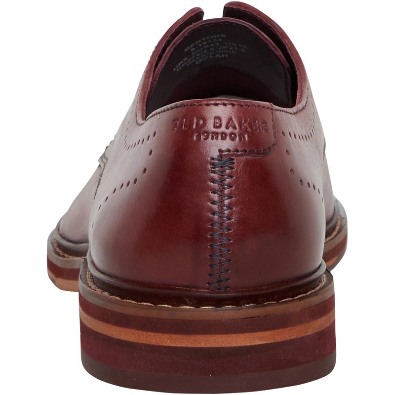 Buy Ted Baker Mens Bertoks Leather Derby Shoes Dark Red