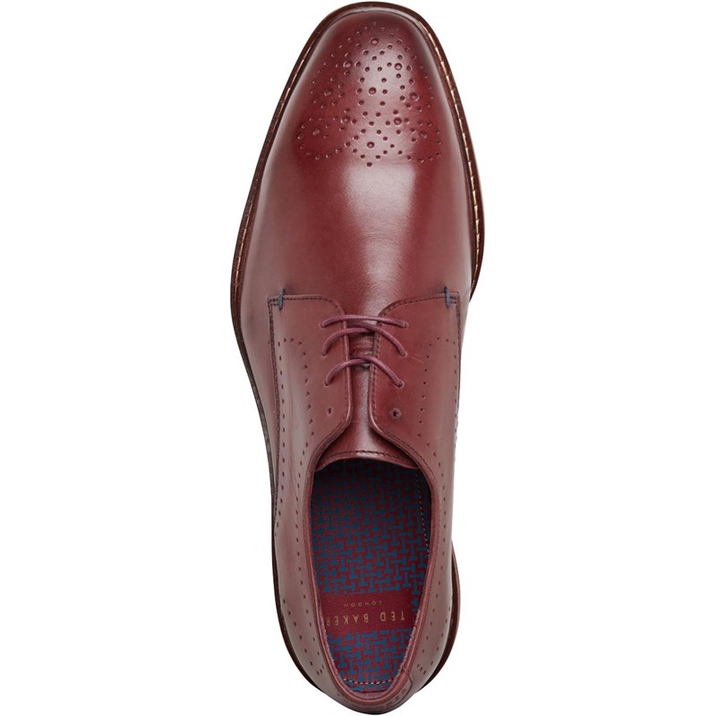 Ted Baker Mens Bertoks Leather Derby Shoes Dark Red