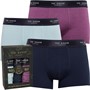 Ted Baker Mens Three Pack Cotton Fashion Trunks Wood Violet/Navy/Tourmaline