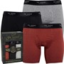Ted Baker Mens Three Pack Cotton Boxer Briefs Heather Grey/Black/Burnt Henna