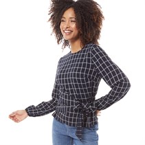 Ted Baker Womens Toulaa Check Wrap Top Dark-Blue