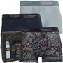 Ted Baker Mens Three Pack Cotton Trunks Navy/Gibraltar Sea Mirin