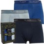 Ted Baker Mens Three Pack Cotton Trunks Navy/Aegean Blue Guestt