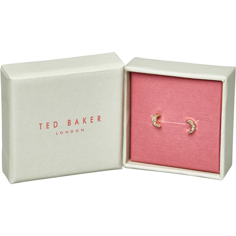 Ted Baker Womens Nano Moon Stud Earrings Gold Tone