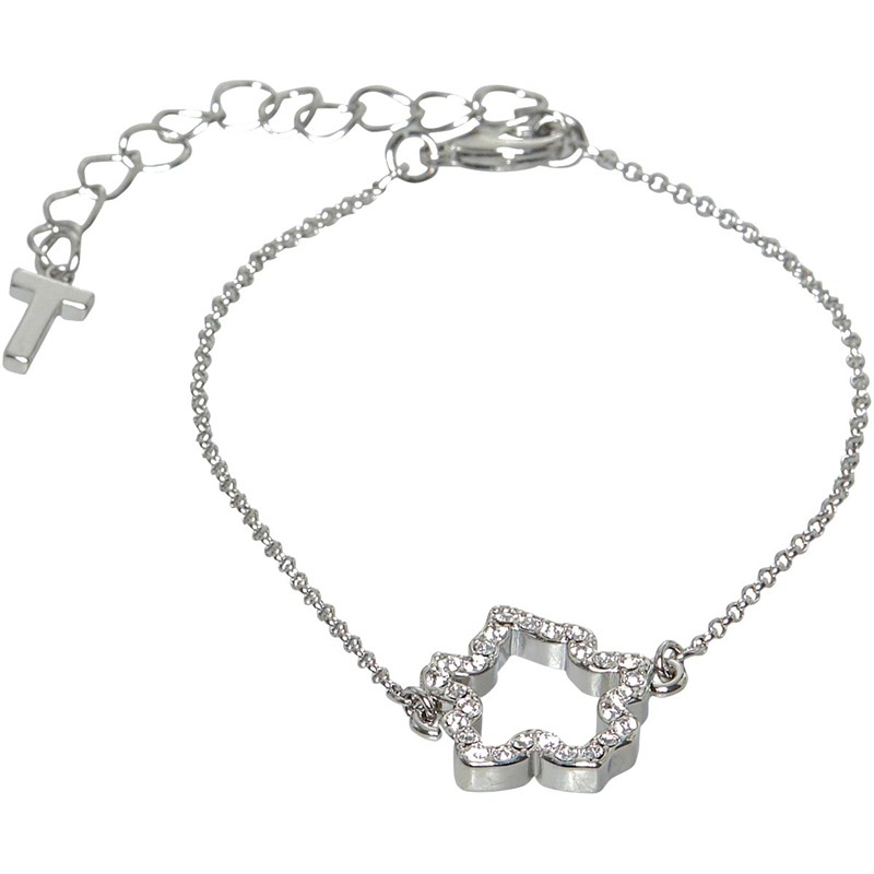 Ted Baker Womens Cresah Crystal Magnolia Hoop Bracelet Silver/Crystal