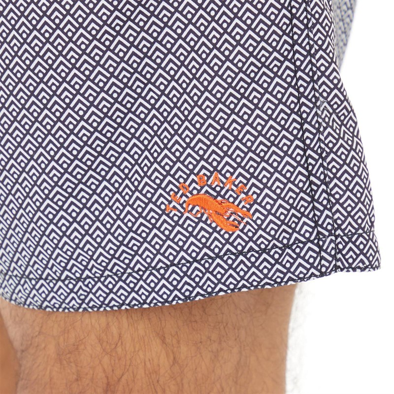 Ted Baker Mens Pinch Printed Swim Shorts Navy