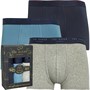 Ted Baker Mens Three Pack Cotton Trunks Navy/Provincial Blue/Grey Heather