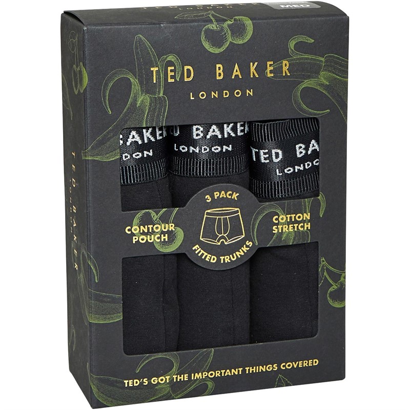 Ted Baker Mens Three Pack Cotton Trunks Black/Black/Black