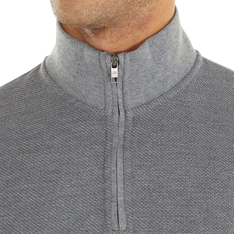 Ted Baker Mens Bits Funnel Neck Jumper Grey-Marl