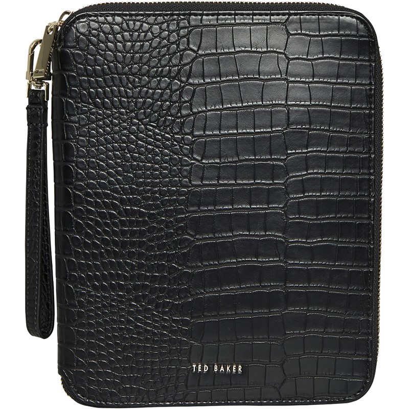 Ted Baker Womens Meyti Imitation Croc A5 Travel Wallet Black