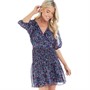 Ted Baker Womens Casadee Smock Panel Wrap Mini Dress Dark-Navy