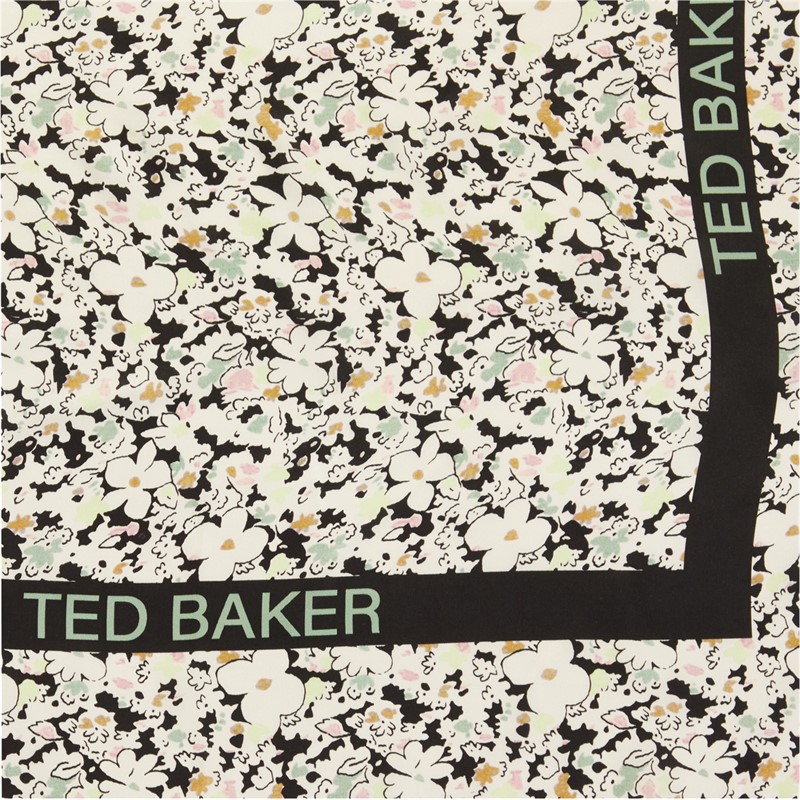 Ted Baker Womens Zebbaa Ditsy Floral Square Silk Satin Scarf Black