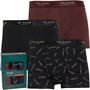 Ted Baker Mens Three Pack Cotton Trunks Black/Radicchio/Ted Branding
