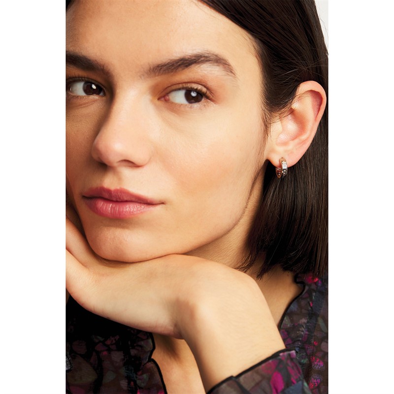 Ted Baker Womens Helanna Nano Logo Hoop Earrings Silver Tone/Plain Metal