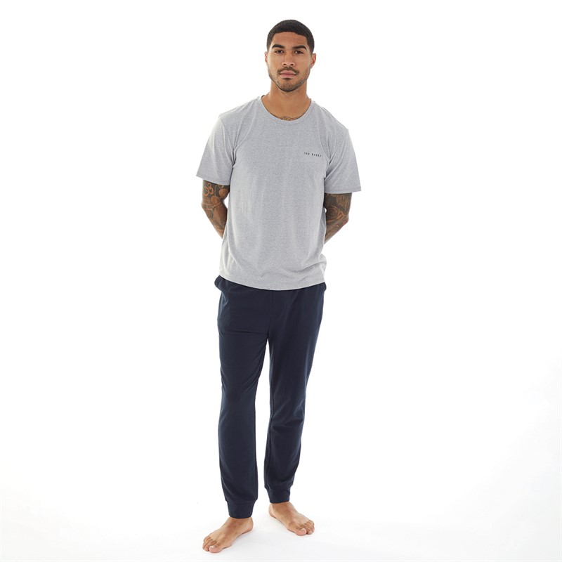 Ted Baker Mens T-Shirt And Joggers Set Light Grey/Navy