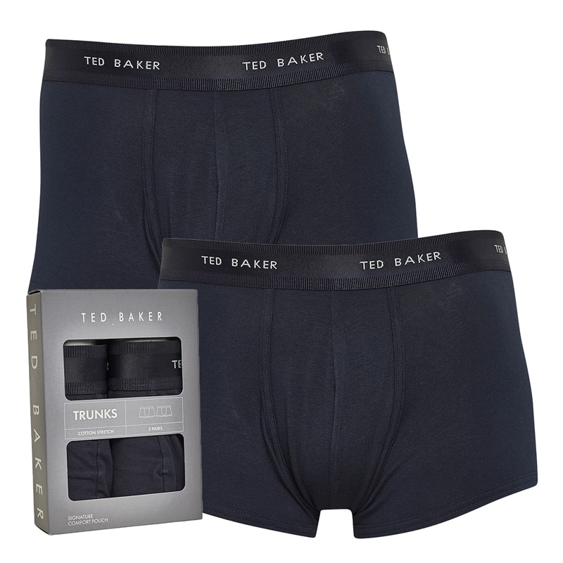 Ted Baker Mens Two Pack Cotton Trunks Navy/Navy