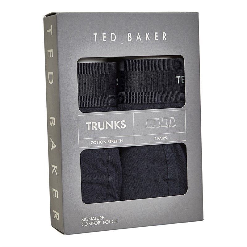 Ted Baker Mens Two Pack Cotton Trunks Navy/Navy