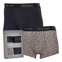 Ted Baker Mens Two Pack Cotton Trunks Navy/Textured Spot