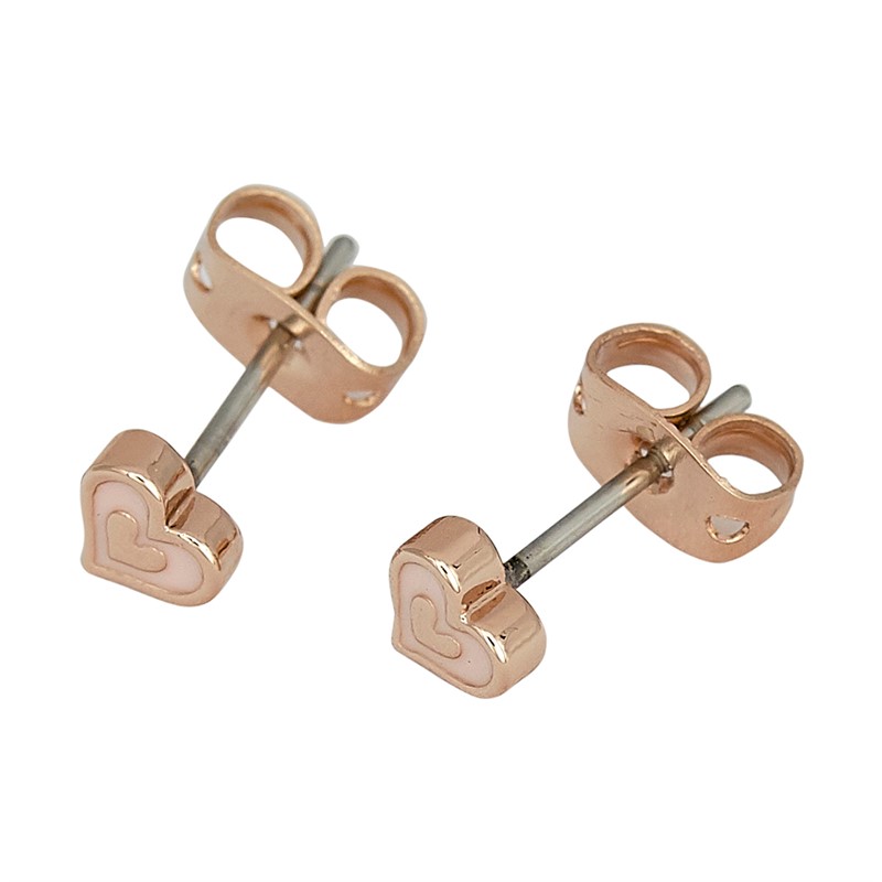 Ted Baker Womens Elliot Nano Enamel Heart Stud Earrings Rose Gold Tone/Light Pink