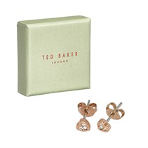 Ted Baker Womens Neena Nano Heart Stud Earrings Rose Gold Tone/Crystal