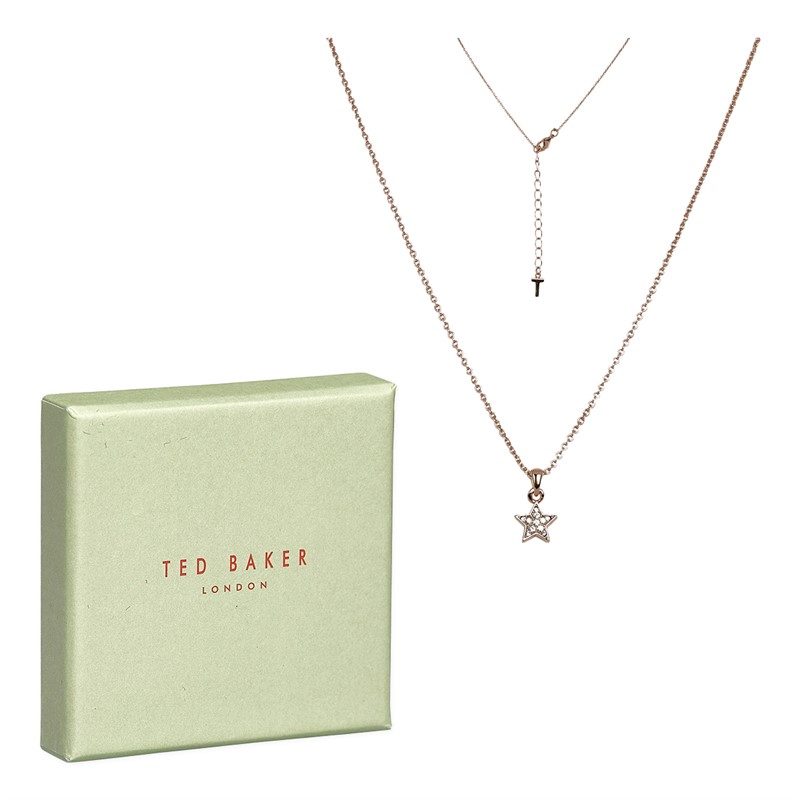 Ted Baker Womens Sofiy Pave Nano Star Pendant Rose Gold Tone/Clear Crystal