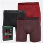 Ted Baker Mens Three Pack Cotton Boxer Briefs Black/Wine Tasting/Red Dhalia