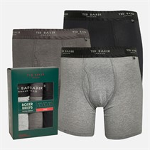 Ted Baker Mens Three Pack Cotton Boxer Briefs Grey/Heather Grey/Black