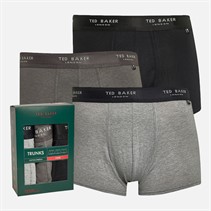 Ted Baker Mens Three Pack Cotton Trunks Grey/Heather Grey/Black