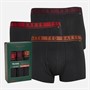 Ted Baker Mens Three Pack Cotton Boxer Trunks Black Gingerbread/Black Wine Tasting/Black Red Dhalia