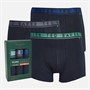 Ted Baker Mens Three Pack Cotton Boxer Trunks Navy Sodalite Blue/Navy Folkstone Grey/Navy Oil Blue
