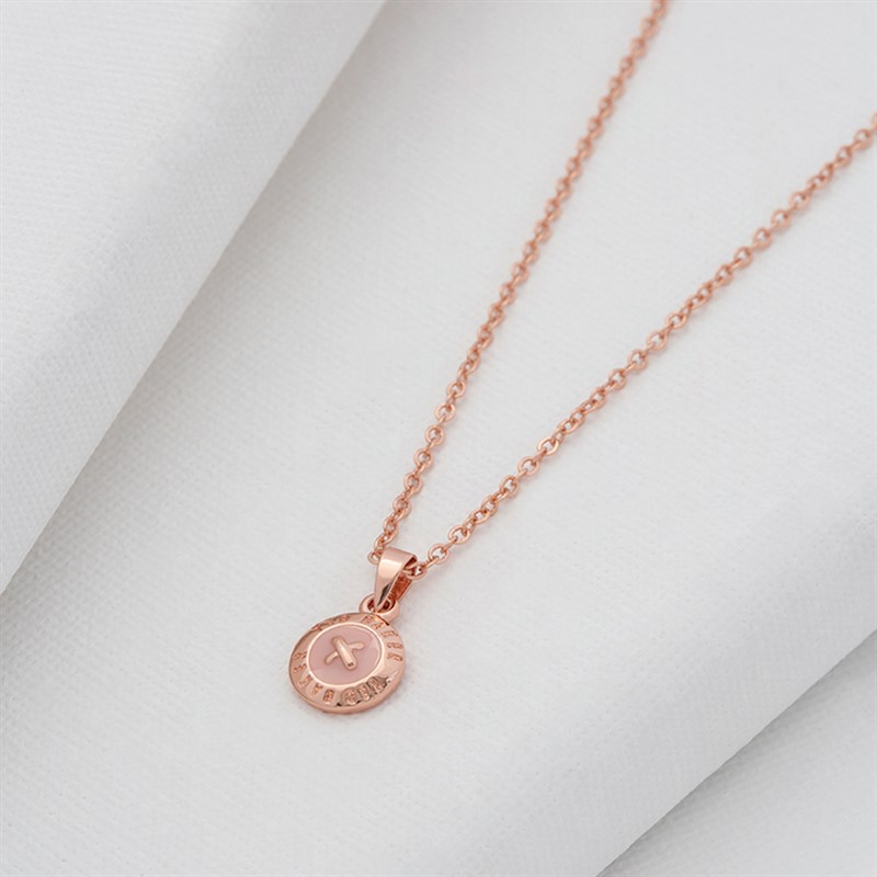 Ted Baker Womens Elvina Mini Button Pendant Necklace Rose Gold Tone/Baby Pink - Size OS