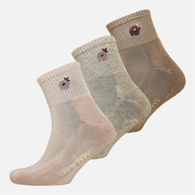 Ted Baker Womens Three Pack Terry Socks Tan Combo