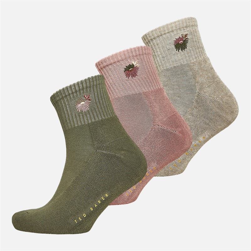 Ted Baker Womens Three Pack Terry Socks Pink