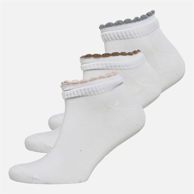 Ted Baker Womens Three Pack Double Cuff Socks White Traditional