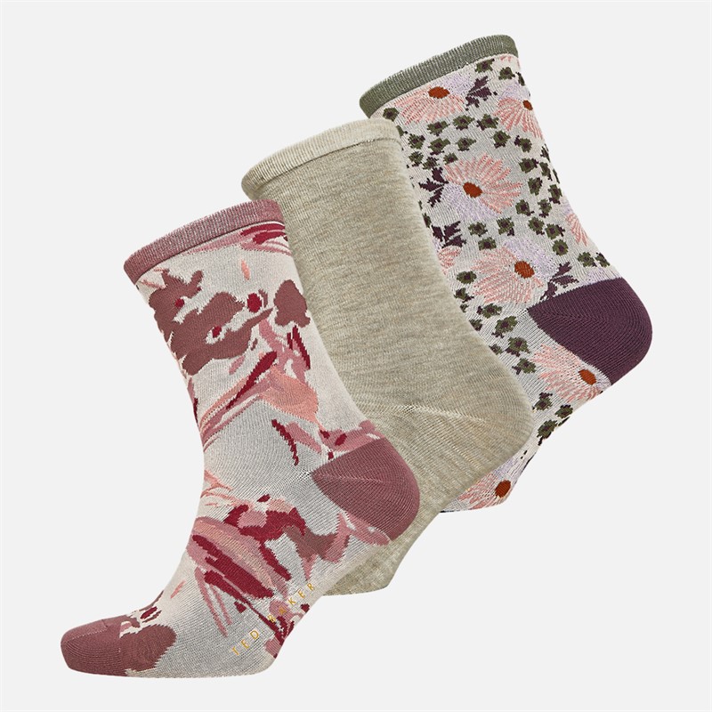Ted Baker Womens Three Pack Crew Socks Ivory