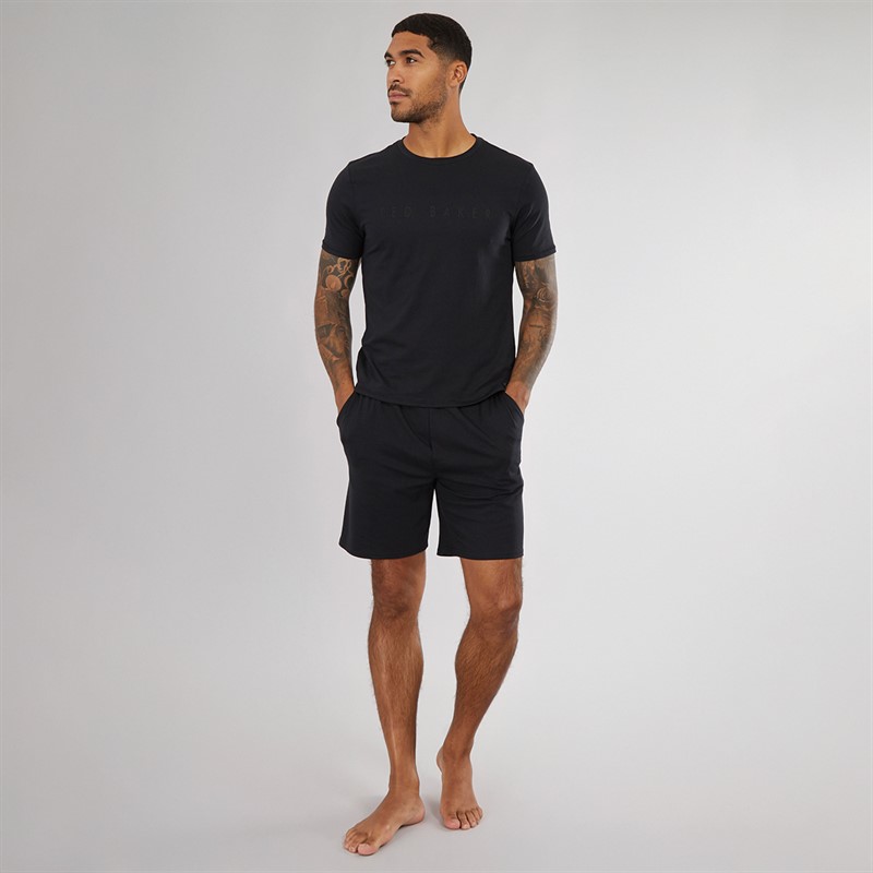 Ted Baker Mens T-Shirt And Shorts Lounge Set Black